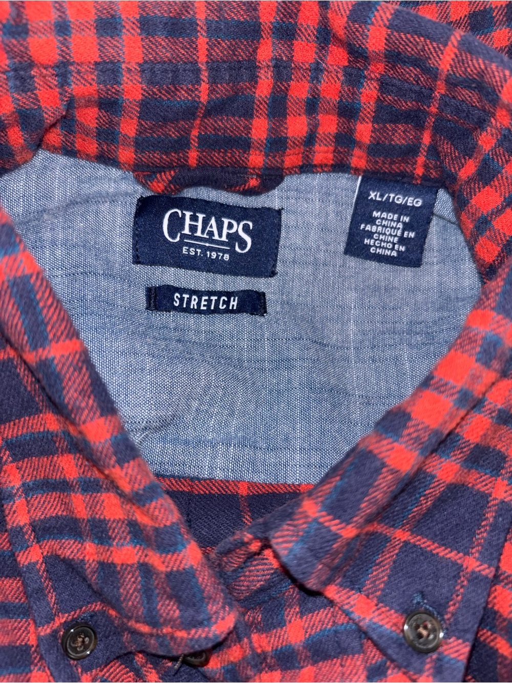 Men’s Red Navy Plaid Flannel Shirt XL Classic Outdoorsy - Picture 11 of 11